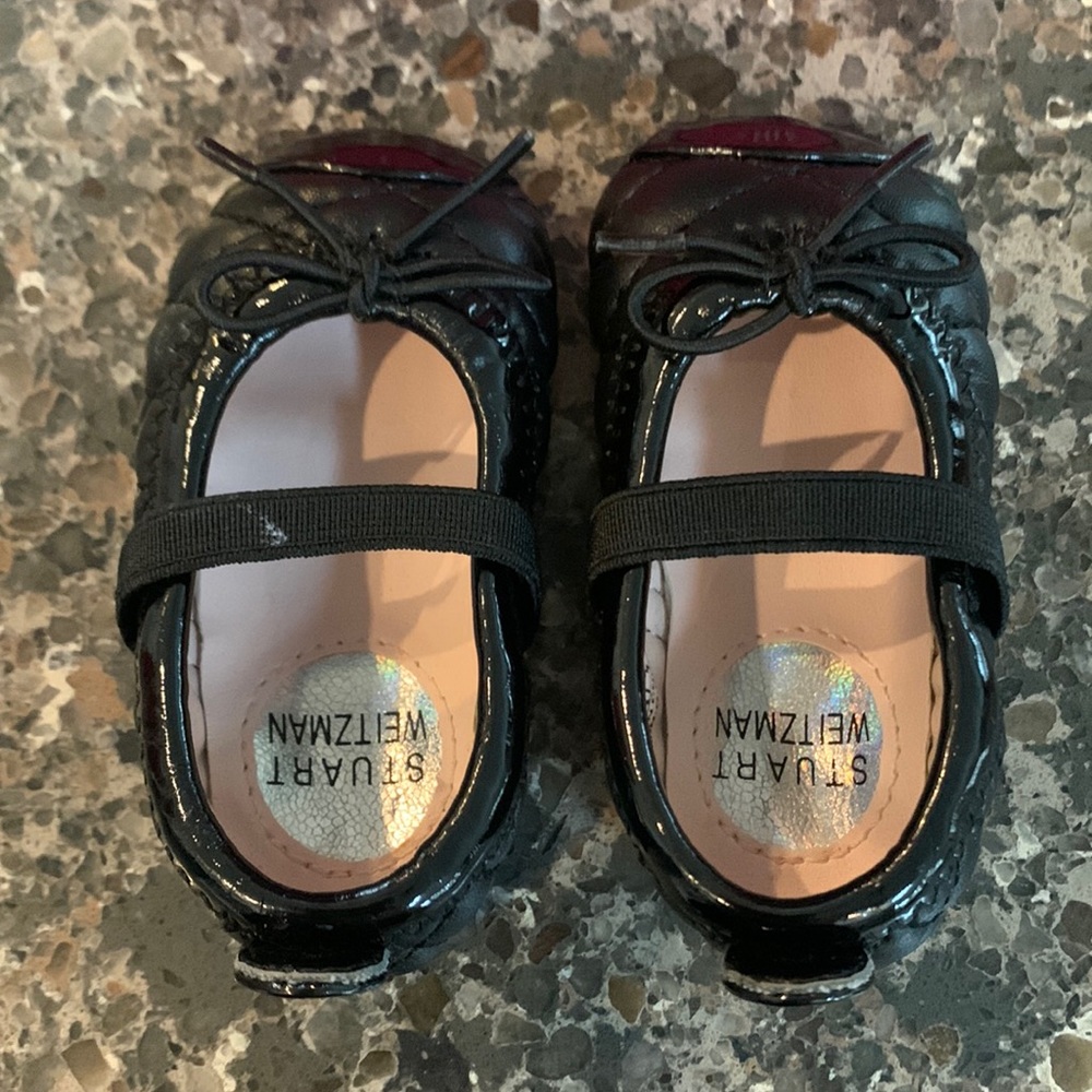 My first Weitzmans Black Chippy baby shoe